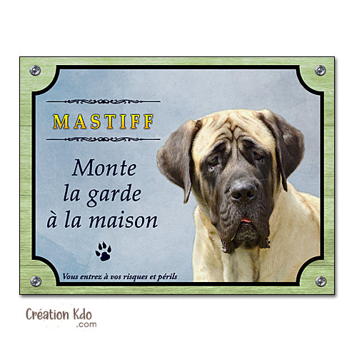 plaque mastiff monte la garde panneau attention au chien pancarte portail