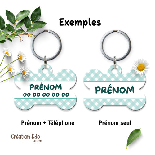 médaille chien prénom médaillon pendentif animal motif pastel mixte