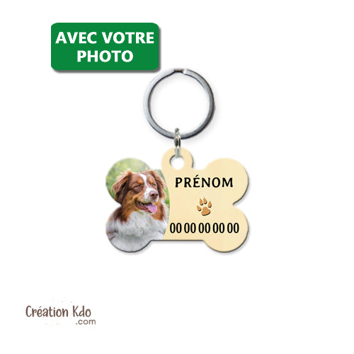médaille os avec photo chien