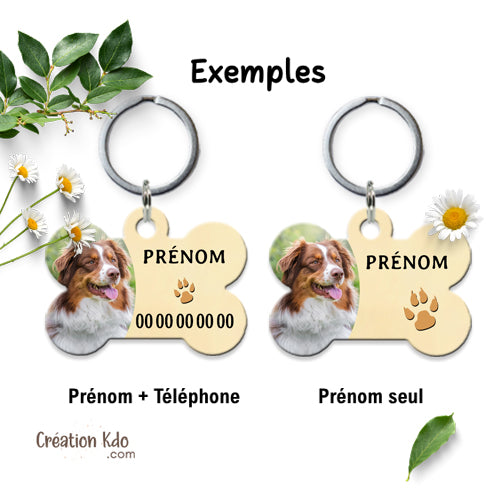 médaille os avec photo chien