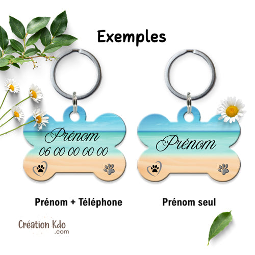 médaille chien coordonnées identification animal médaillon os pendentif