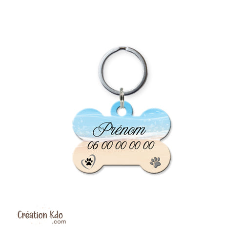 médaille chien prénom médaillon pendentif animal motif plage