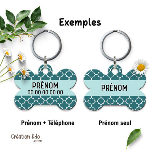 médaille chien prénom médaillon pendentif animal motif mosaïque