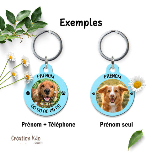 médaille chien personnalisée avec photo pendentif animal perdu