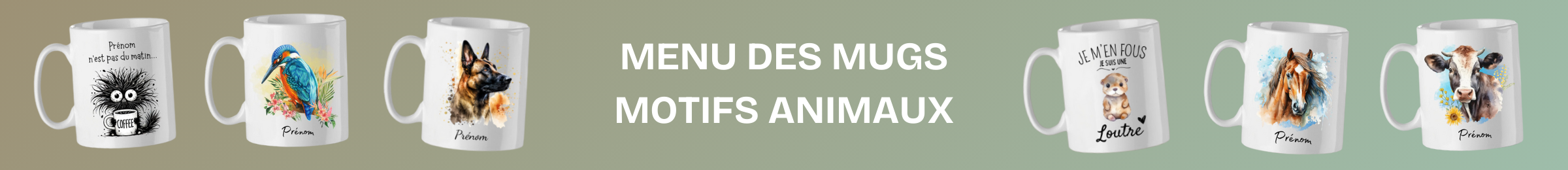 mugs cadeau motifs animaux tasse personnalisée prénom