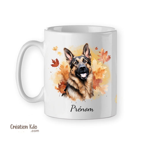 mug berger allemand tasse automne chien motif