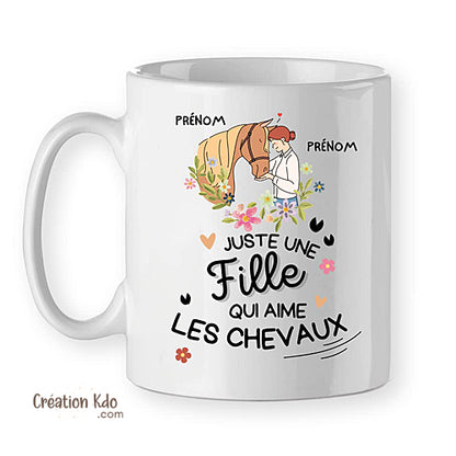 mug cheval tasse cadeau personnalisé prénom motif chevaux équitation