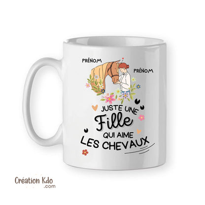 mug cheval tasse cadeau personnalisé prénom motif chevaux