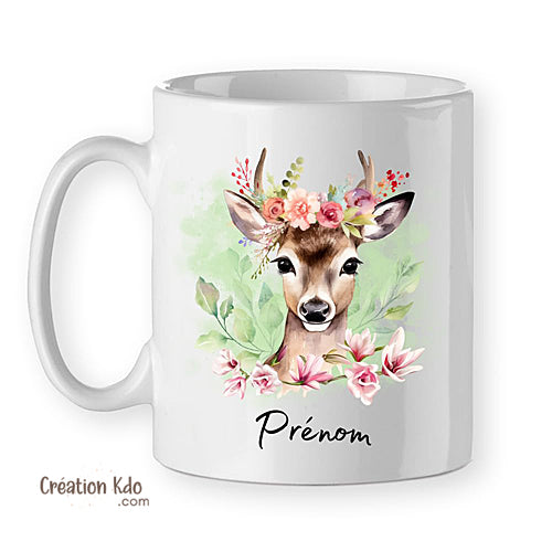tasse cerf personnalisé mug prénom bambi