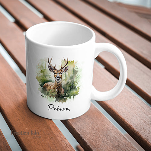 mug cerf tasse cadeau nature personnalisé