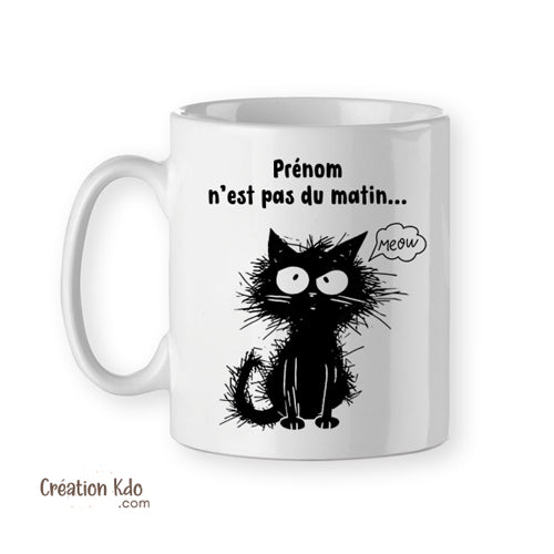 mug humour chat personnalisé je ne suis pas du matin tasse drôle