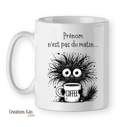 mug humour chat personnalisé je ne suis pas du matin tasse drôle