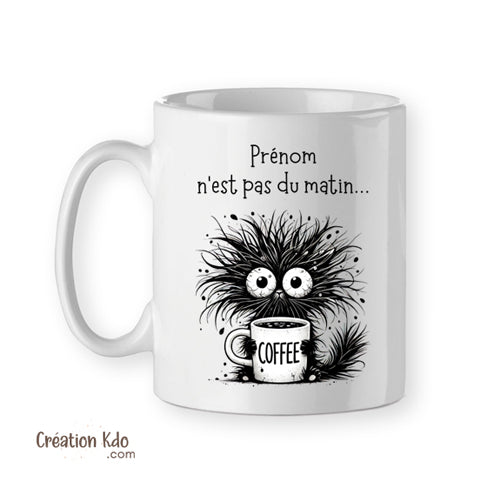 mug humour chat personnalisé je ne suis pas du matin tasse drôle
