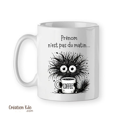 mug humour chat personnalisé je ne suis pas du matin tasse drôle