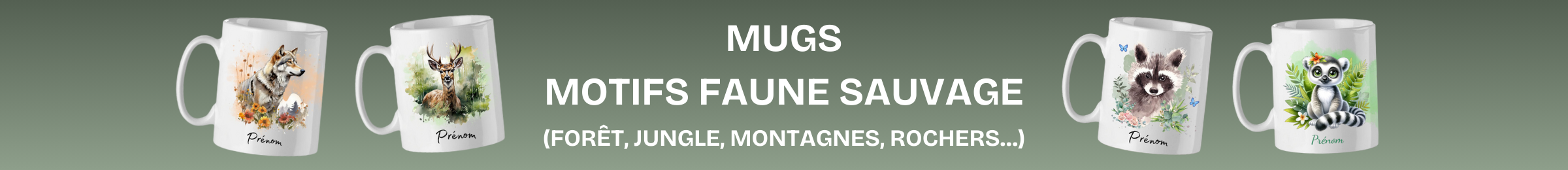 mug animaux foret cerf loup tasse cadeau