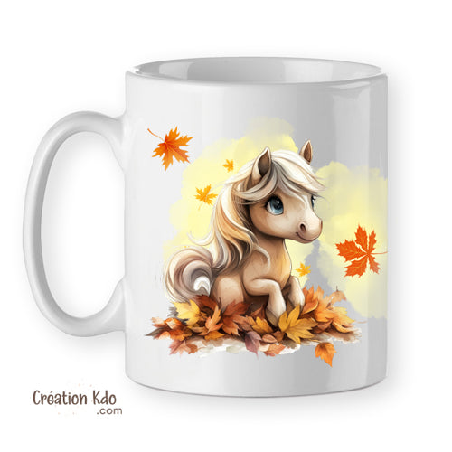 mug automne poney chibi cheval kawaii tasse cadeau