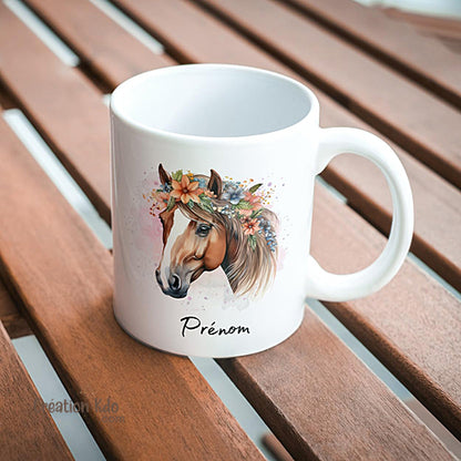 mug cheval tasse cadeau personnalisé prénom motif chevaux équitation
