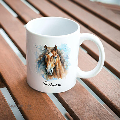 mug cheval tasse cadeau personnalisé prénom motif chevaux équitation