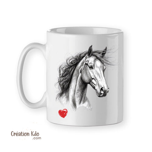 mug cheval dessin crayon tasse cadeau chevaux équestre