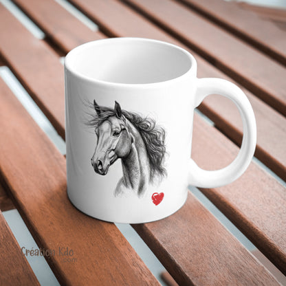 mug cheval dessin crayon tasse cadeau équitation