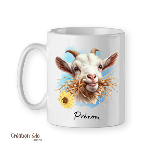 mu chèvre blanche tasse céramique personnalisé prénom