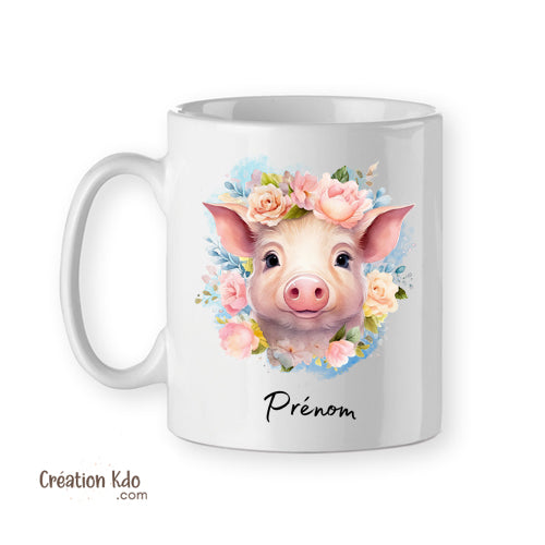 mug cochon rose tasse céramique personnalisé prénom