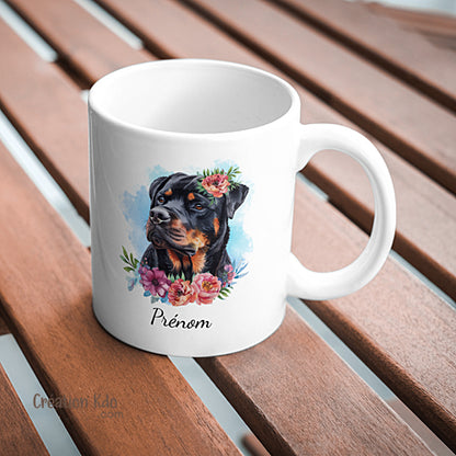mug rottweiler tasse chien céramique blanc