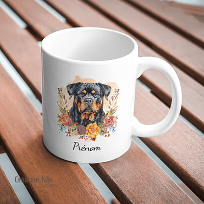 mug automne saison tasse chien motif rottweiler
