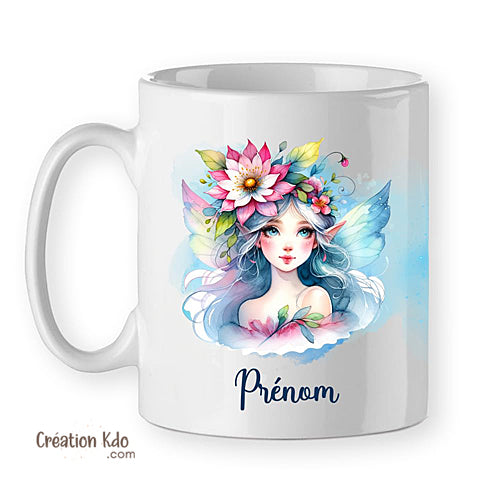 Mug Elfe tons bleus fantaisie féerique