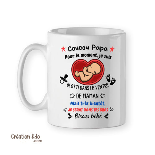 mug coucou papa annonce grossesse tasse cadeau fête des pères noel