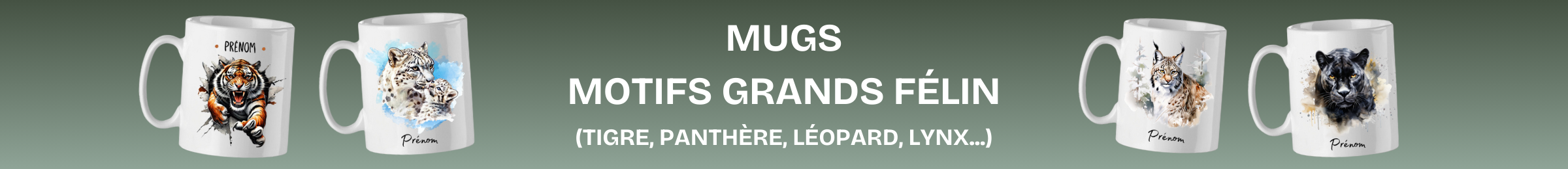mug félin lion tigre lynx panthère tasse animaux personnalisé