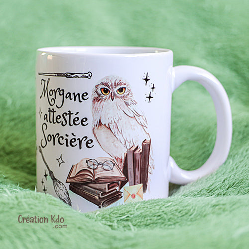 Mug hibou attesté(e) sorcier ou sorcière cadeau Poudlard Harry Potter