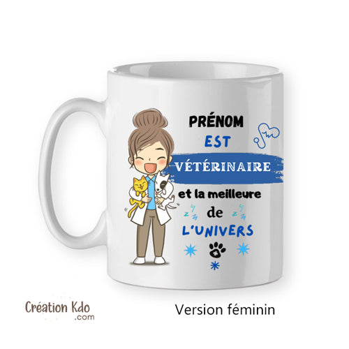 mug la meilleure vétérinaire de l'univers tasse prénom personnalisé cadeau
