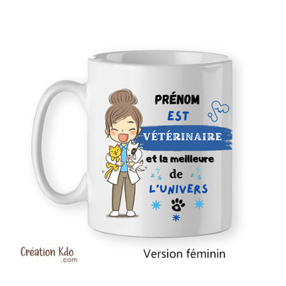 mug la meilleure vétérinaire de l'univers tasse prénom personnalisé cadeau