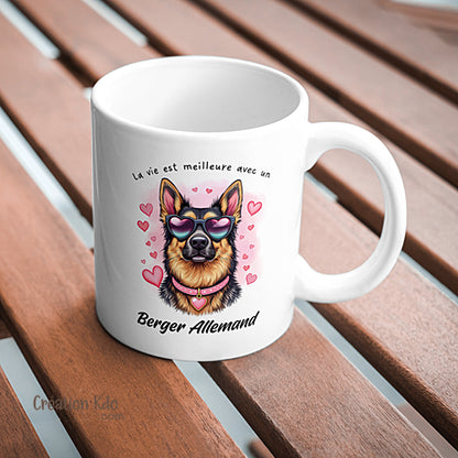 mug la vie est meilleure avec un berger allemand tasse personnalisée