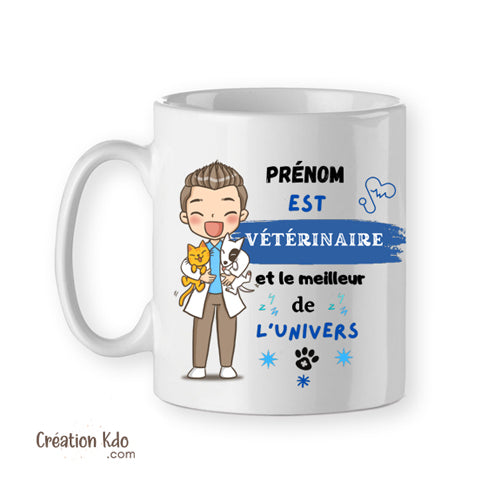 mug le meilleur vétérinaire de l'univers tasse prénom personnalisé cadeau