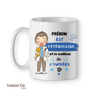 mug le meilleur vétérinaire de l'univers tasse prénom personnalisé cadeau