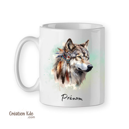 mug indien amérindien tasse loup native america prénom cadeau