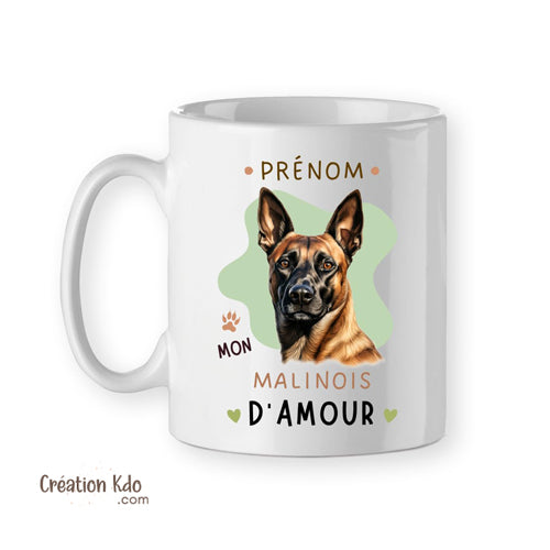 mug malinois tasse prénom chien