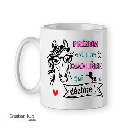 mug cheval prénom est une cavalière qui déchire tasse personnalisée cadeau équitation chevaux poney