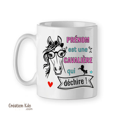 mug cheval prénom est une cavalière qui déchire tasse personnalisée cadeau équitation chevaux poney