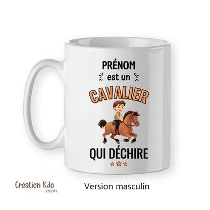 mug cavalière qui déchire tasse cadeau cheval équitation homme