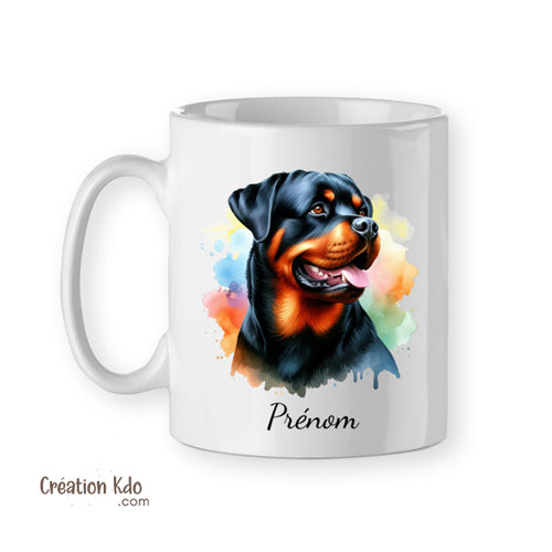 mug rottweiler multicolore tasse chien céramique blanc