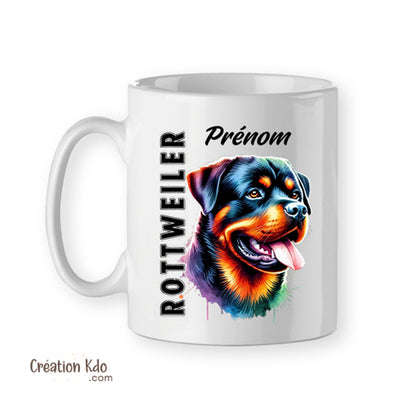 mug rottweiler multicolore tasse chien céramique blanc