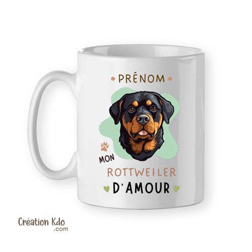 mug rottweiler d'amour tasse chien personnalisée prénom