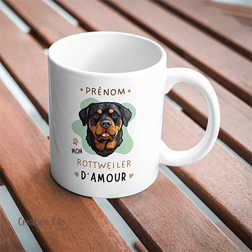 mug rottweiler d'amour tasse chien personnalisée prénom