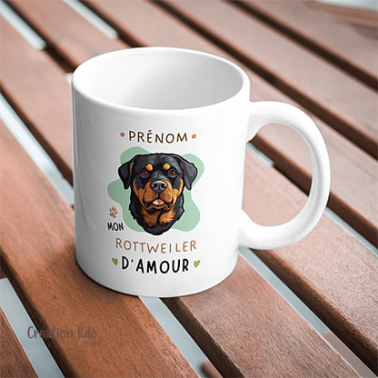 mug rottweiler d'amour tasse chien personnalisée prénom