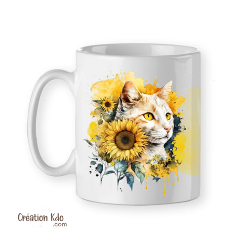 mug chat Persan personnalisé prénom tasse cadeau printemps fleurs