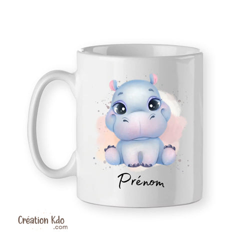 mug animaux hippopotame tasse prénom personnalisé