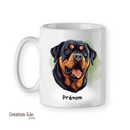 mug rottweiler tasse chien céramique blanc cartoon
